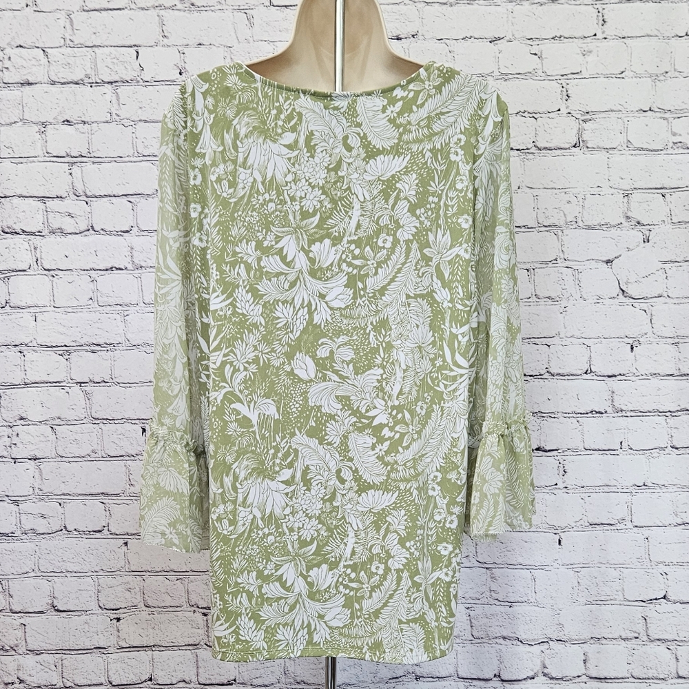 [NWT] Jm Collection Bell Sleeve Green Blouse - Picture 3 of 9